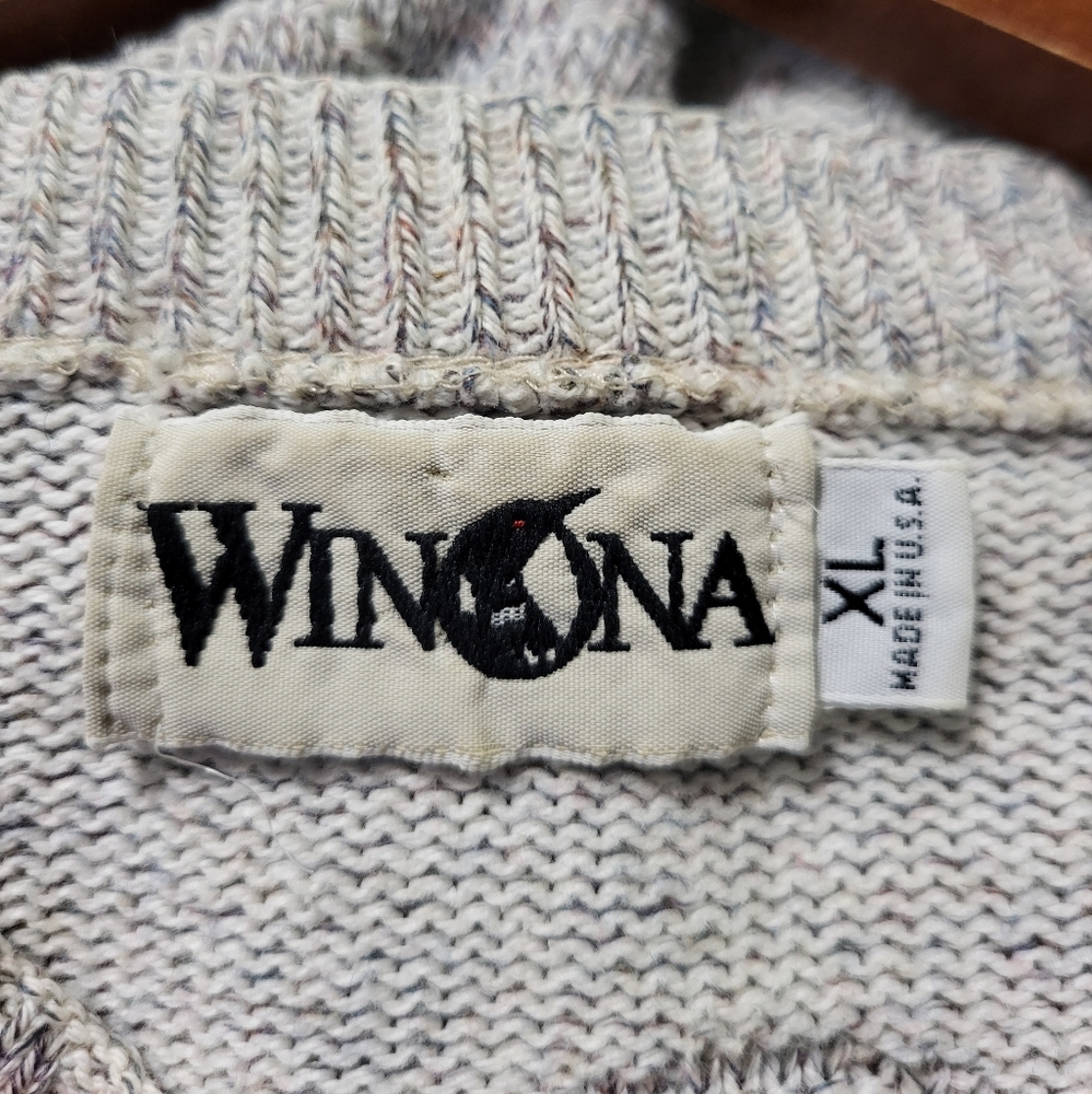 Vintage Winona Grandpacore Gray Golf Knit Novelty Sweater Men's Size XL - Picture 6 of 6